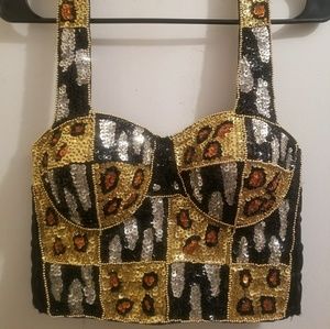 Women's Burlesque Fashion Beaded Sequins Push Up C